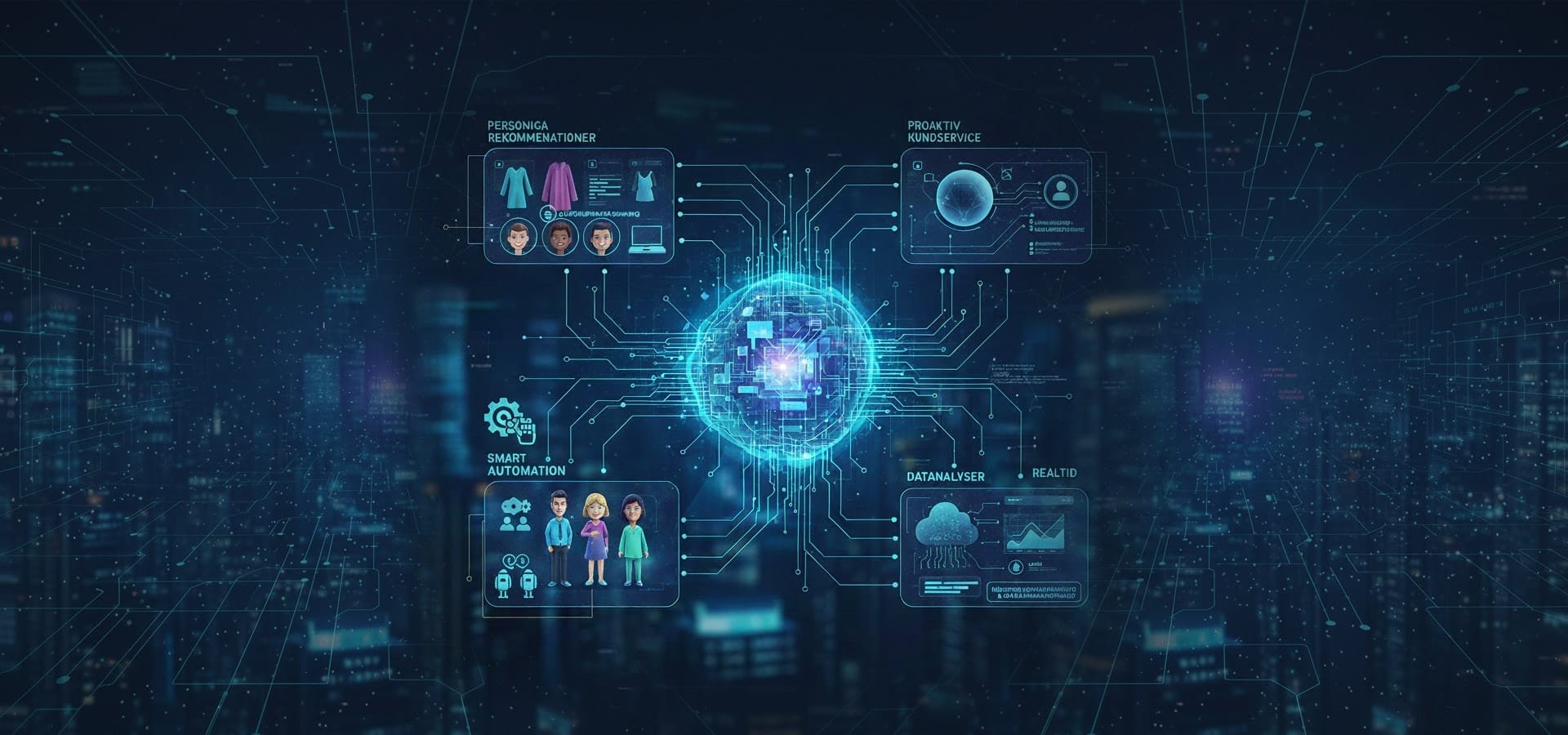 Schematisk bild över Ai agent som underlättar och analyserar e-handel